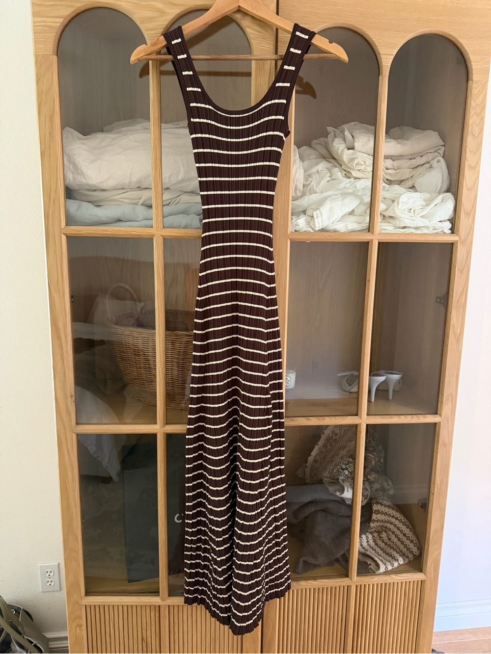 Scarlett Tank Maxi Dress in Brown/Cream Stripe - Picture 4 of 6